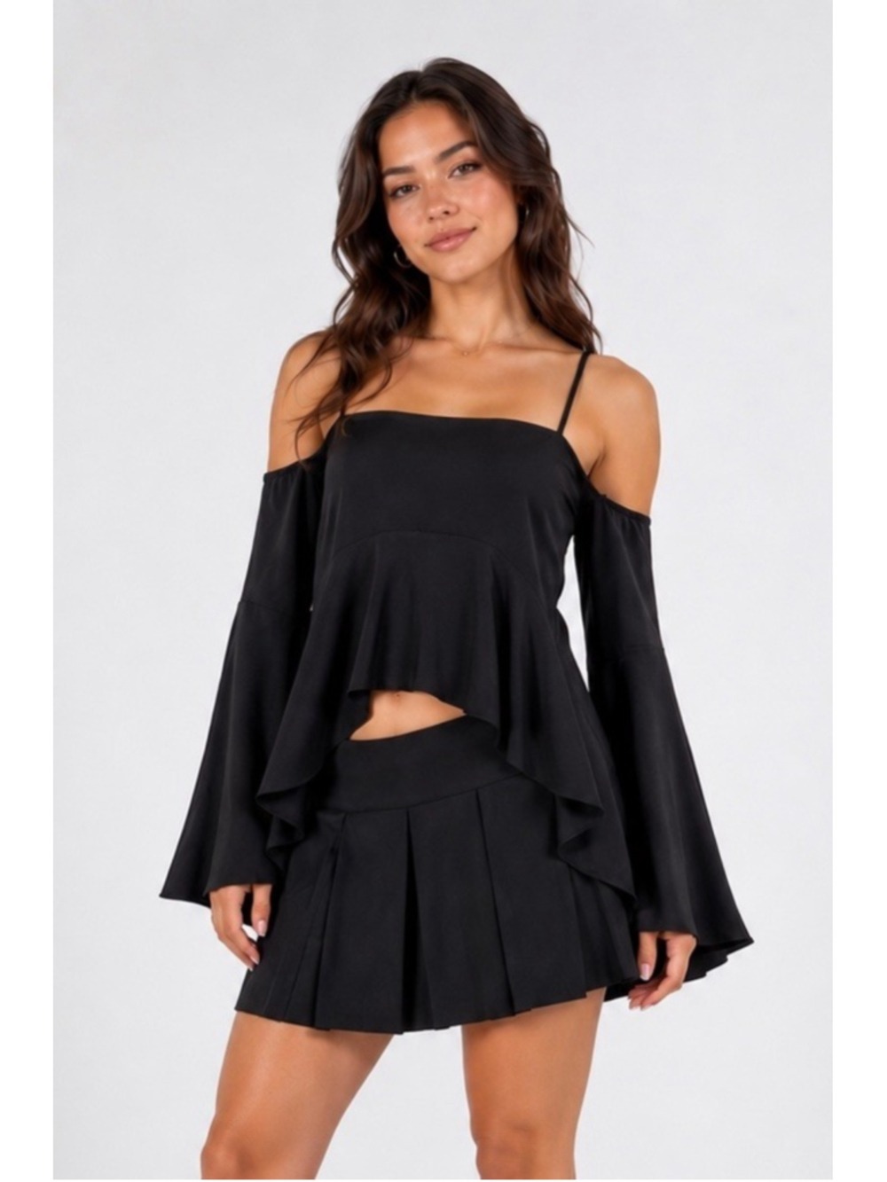 Shona Joy Off Shoulder Top Sz 8 Women Black Witchy Whimsigoth Club Wear Rocker
